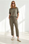 Women's Khaki Loose Fit Top and Bottom Woven Modal Set Tkm-19000505
