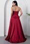 Strapless Neckline Rhinestone Straps Ruffle Satin Dress Drp582 - 8