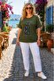 Women's Plus Size Stone Printed Comfortable Fit Short Sleeve T-Shirt - 2