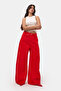 Women's Red 6S6-19 Mega Baggy Fit Denim Jeans with Belt Detail - 2