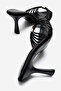 Women's Pointed Toe Thin Heeled Gold Buckle Stylish Slippers Kelis Black Satin - 6