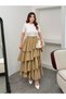 Women's Tensel Modal Fabric Layered Ruffled Maxi Skirt - 51932 - 5