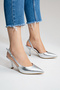 Siena Women's Stiletto Pointed Toe Open Back Strap Heeled Shoes Silver - 2
