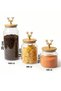 6 Piece Premium Glass Kitchen Set with Golden Deer Figures, Jar, Oil Pot, Towel Holder, Decorative Set - 6