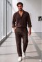 Men's Brown Crepe Fabric Shirt and Brown Crepe Trousers Set