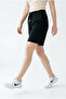 Women's Black Cotton Oversize Comfortable Fit Bermuda Shorts with Pockets and Elastic Waist - 5