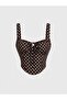 Brown Polka Dot Strappy Bustier Crop Blouse, Bitter Brown Polka Dot Corset Form Crop Top - 3