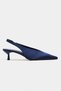 Wilson Navy Blue Satin Open Back Women's Heeled Shoes - 5