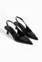 Grase Black Matte Back Open Buckle Detail Pointed Toe Women's Heel Shoes - 4