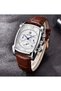 Mens Watches Multifunction Chronograph Date Quartz Watch for Men Brown Leather Band Analog Wrist Watch Gift for Men Casual Business - 4