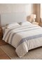 Makiteks 100% Cotton Linen Look Navy Blue Striped Modern 200X220 Double Duvet Cover Set - 2