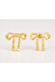 Gold Color Ribbon Earrings Pair 3 cm - 2