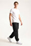 Men's Black Cargo Pocket Parachute Fabric Elastic Waist Loose Fit Jogger Pants - 2