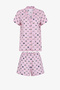 Women's Cotton Lounge Cute Bows Shirt & Shorts Set - Pink - 3