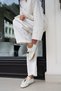 Meline Women's White Genuine Leather Charm Lace-Up Italian Sneaker - 8
