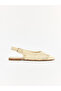 Beige pointed toe mesh women's ballet flats - 2