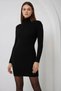 Women's Turtleneck Straight Cut Knitwear Black Dress - 5