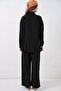 Women's Shirt Collar Lace-Up Viscose Black Double Set - 6