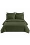 100% Cotton Satin Striped Double Duvet Cover Set - Green - 8