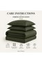 100% Cotton Satin Striped Double Duvet Cover Set - Green - 5