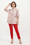 Women's Oversize Patterned Viscose Beige Shirt - 2
