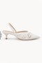 Women's Open-Back White Leather Lace Elegant Heeled Shoes - 6