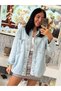 Women's Oversize Printed Jean Jacket – Denim Shirt Jacket Model - 2
