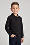 Unisex Kids Black Polo Collar Lacoste Long Sleeve School T-Shirt - 2