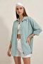 Women's Oversize Basic Cotton Water Green Shirt