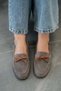 Alfa women's genuine suede loafer shoes with rhinestone detail - 2