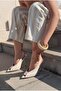 Marvello Beige Matte Leather Women's Heeled Sandals - 4