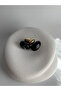 Gold Color Black Earrings (3.6 cm) - 4