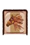 Brown Harness and Horse Head Patterned Fringed Throw Pillow Cover - Beige Pillowcase with Brown Tassels - 7