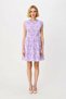 Women's Floral Patterned Crew Neck Moon Sleeve Skater Cut 100% Cotton Woven Mini Dress Casual Comfortable - 4