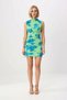 Women Sleeveless Crew Neck Floral Print Draped Mini Dress Lined Bodycon Cutout Casual Comfortable - 4