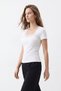 Ecru Square Neck Lace Detail T-Shirt 8577A - 2