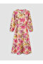 Lcw Modest Pink High Neck Floral Belted Layered Dress - 6