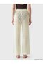 Beige Women's Pants with Elastic Waist - 5