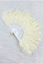 Large Size Cream Feathered Bridal Fan, Wedding Henna Bridesmaid Bride Circumcision Gift, 1 Piece 30X50Cm - 2