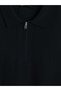 New Season Black Polo Collar Men's Knitwear T-Shirt - 6