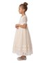 - Vintage Style Puff Sleeve Party Gown - Cream - 2Y to 13Y - 2