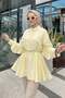 Flywheel Detailed Lace-Up Tunic Y0136 - Yellow