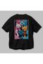 For the Love of Cats 15 Cats Printed Black Oversize T-Shirt 100% Cotton Unisex Cat Lover Premium Design - 3