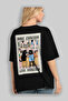 101 Cats for Cat Lovers Printed Black Oversize T-Shirt 100% Cotton Unisex Cat Lover Premium Design - 4