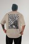 91 Cats for the Sake of Cats Printed Beige Oversize T-Shirt 100% Cotton Unisex Cat Lover Premium Design - 2