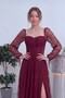 Women's Graduation Dress Corseted Slit Lace Long Transparent Sleeve Evening Dress Beige, Burgundy, Navy Blue, Black, Powder - 4