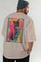 For the Love of Cats 72 Cats Printed Beige Oversize T-Shirt 100% Cotton Unisex Cat Lover Premium Design - 7