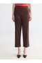 New Season from Güli̇s Gi̇yi̇m Brown Elastic Waist Carrot Cut Women's Linen Trousers - 2