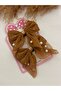 Pearl Detailed Brown Double Bow Buckle - 3