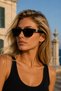 Unisex Black Glass Black Frame Metal Detail Handle Sunglasses - 3
